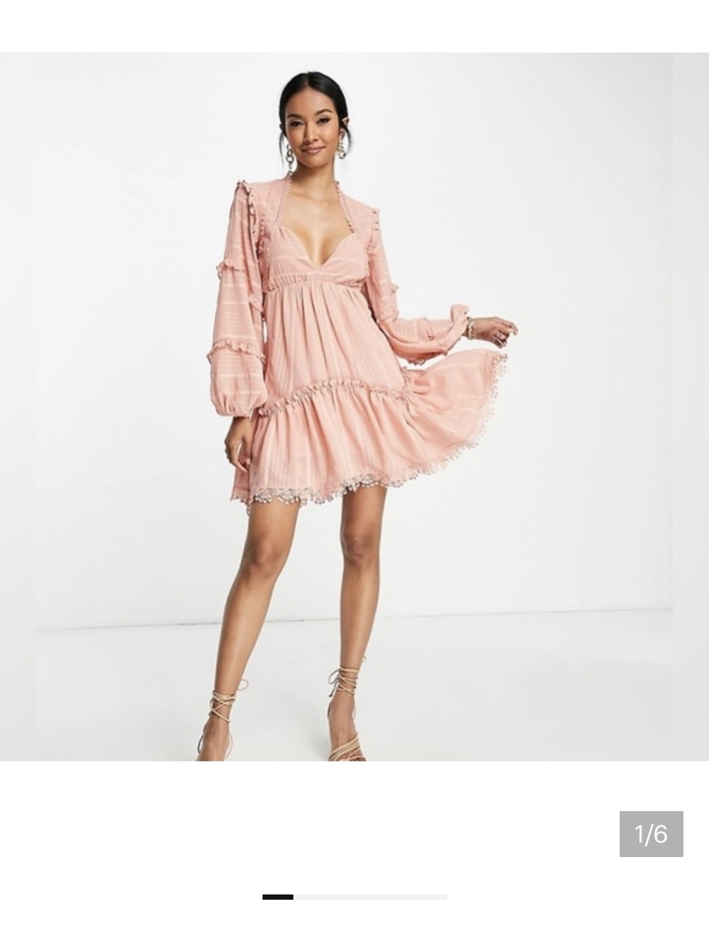 ASOS Blush Pink Long-Sleeve Babydoll Dress